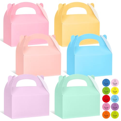 Party Favor Boxes for Kids 42 PCS Rainbow Treat Boxes with Stickers Party Food Boxes for Birthday Goodie Bag Alternative Candy & Snack Boxes 16x9x8cm