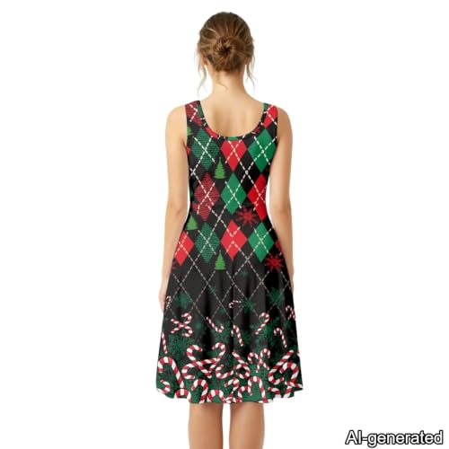 Image of Dreaweet Casual Sleeveless Dresses for Women Girls, Round Neck Tank Dresses with Pockets Summer Sundress Size XS-4XL