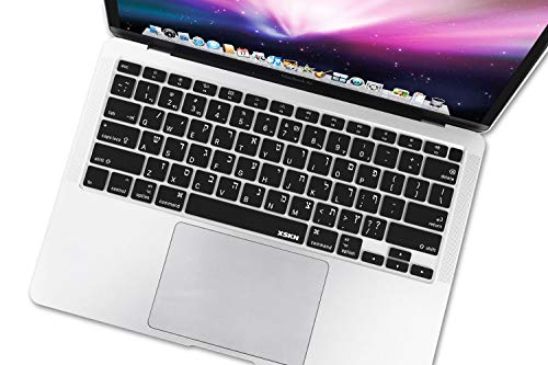 Xskn Hebrew/English Language Black Silicone Keyboard Cover Skin For 2020 Macbook Air 13 Inch A2179 With Touch Id And A2337 M1 Keyboard - Us Version #TOP2