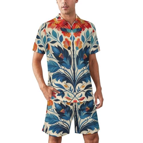 Costume de sport à motif floral polonais avec fermeture éclair moderne