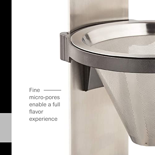 Adhoc Mr. Brew Pour-Over Coffee Maker - Single Serve Coffee Maker - Pour Over Coffee Dripper With Double Layer Filter - Stainless Steel Coffee Maker - Steel, 10.5" #TOP4
