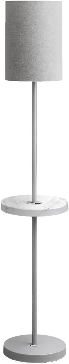 Monarch Specialties I 9692 Lighting, 62" H, Floor Lamp, USB Port Included, Grey Metal, White Marble, Contemporary, Modern