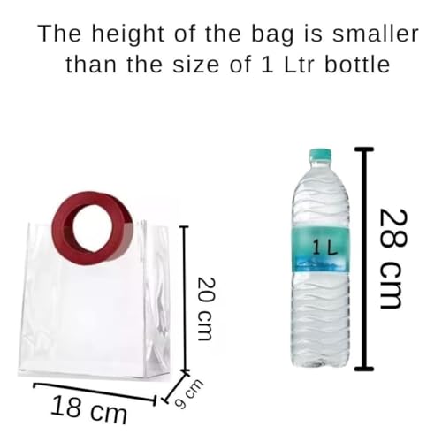 Image of SATYAM KRAFT 6 Pcs Transparent Reusable Leather Goodie Bags | Elegant Gift Bags for Her /Him Wedding Return Favors, Engagement Hampers, Marriage, Birthday & Festival Gifting | Handle Hamper Shopping Carry Bags (Red Round (20 x 18 cm))