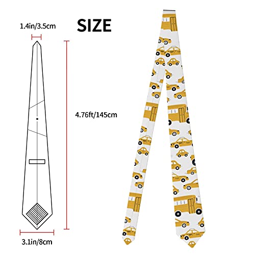 Mens Boys Novelty Fashion Neckties Slim Gentlemen Neck Tie Funny Wide Neckties For Business Party Boys Formal Business Wedding Suit-Cartoon Cute Yellow Cars Bus Pattern #TOP2