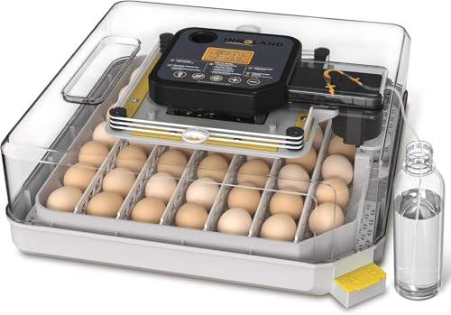 Incubator for Hatching Eggs, 48 Egg Incubator with Automatic Egg Turning and Humidity Temperature Control, Egg Candler, Chicken Incubator for Ducks/Quail/Goose/Pigeon, 360° View with Clear Window