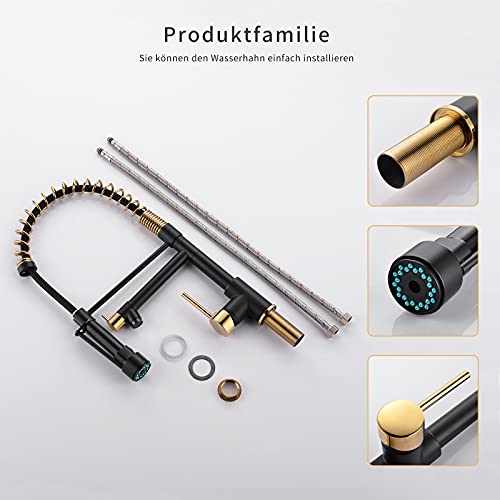 Aimadi Kitchen Faucet,Black Kitchen Faucet With Sprayer,Commercial Style Matte Black Faucet Kitchen Single Handle Single Hole Kitchen Sink Faucet #TOP5