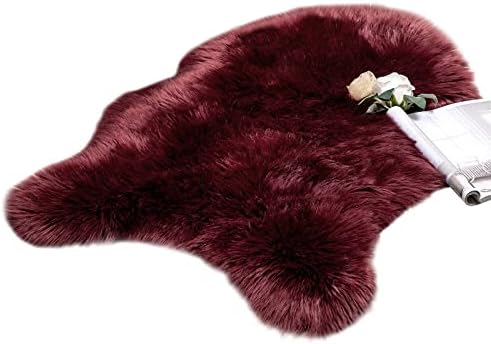 MIULEE Faux Fur Area Rugs Sheepskin Fluffy Mat Fleece Chair Cover Seat Pad Soft Shaggy Area Mat for Bedroom Sofa Floor 60 x 90 cm Irregular Shape Light Tan