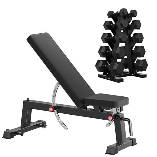 HANDBODE Adjustable Weight Bench & Dumbbell Set