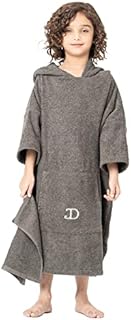 John Dann 100 Percent Combed Cotton Hooded Ponchos for Kids - Towel Dry Robes, Towelling Changing Robe Hoodie, Robes Boys Girls Beach, Swimming, Bathing, Surfing (45-SC9A-RCK6) (10-13 Years, Grey)