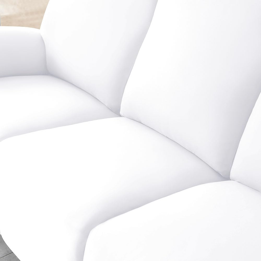 Soft Stretch Recliner Chair Cover, Solid Color Non-Slip Sofa Cover with Side Pocket, Washable Furniture Protector for Recliner Chair(Blanc,3 Places)