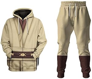 Cnulaueu Unisex Obi Wan Kenobi Sweatshirt Jedi Master Kostüm Hoodie Reißverschluss Mantel Pullover Hosen Anzug (DE/NL/SE/PL, Alphanumerisch, XL, Regular, Regular, Reißverschluss Anzug)
