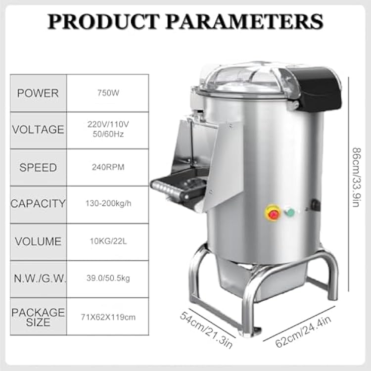 Table Standing Multi-Functional Potato Peeling Machine, Stainless Steel Kitchen Fruit and Vegetable Electric Peeler