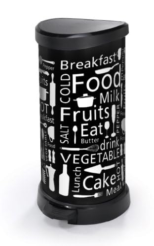 Curver - Cubo De Basura Con Pedal 40l, Decorado Cocina, Tapa Y Aro Para Bolsa