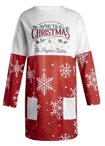 White Christmas Snowflake Tunic Dress with Pockets - Image 5