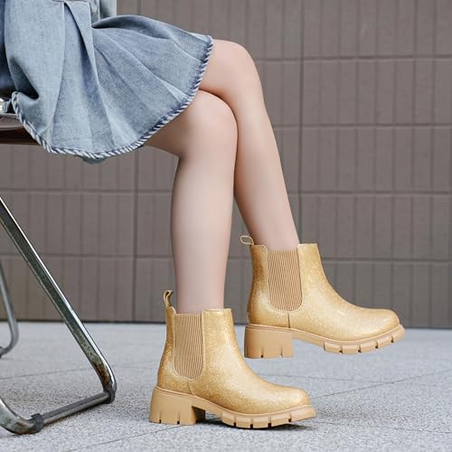 Dufannie Ankle Boots for Girls Chelsea Bootites Gold Boots for Girls Size 5 by Dufannie - Used condition - Image 8