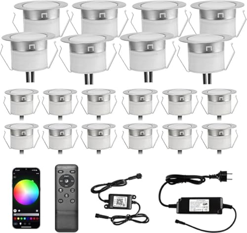 GEYUEYA Home 30er Set Bodenstrahler Außen RGB + Warmweiß LED, WIFI Bodeneinbaustrahler Aussen, IP67 Wasserdicht, DC12V, Ø31mm, LED Bodenleuchten Außen, Terrassenbeleuchtung, Alexa Google Home GEYUEYA Home 30er Set Bodenstrahler Außen RGB + Warmweiß LED, WIFI Bodeneinbaustrahler Aussen, IP67 Wasserdicht, DC12V, Ø31mm, LED Bodenleuchten Außen, Terrassenbeleuchtung, Alexa Google Home