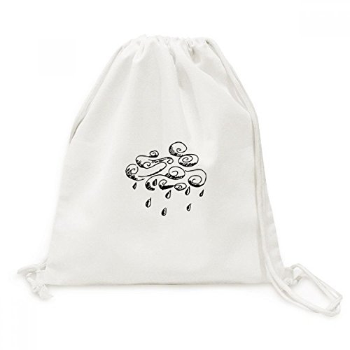 Sac de voyage en toile peinte avec motif nuageux et fermeture par cordon de serrage
