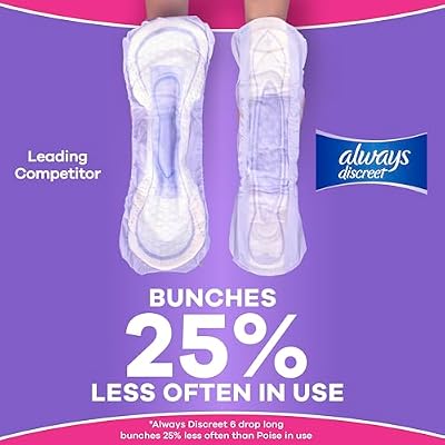Always Discreet Adult Incontinence Pads for Women, Drier, 6 Drop Long Length, Extra Heavy Absorbency, Pads for Bladder Control Management, Bladder Leaks, Postpartum Pads, 45ct