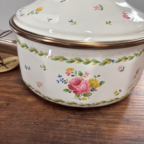 エジリー ホーロー片手鍋 直径約17cm 深さ約8cm 花柄 エジリー レトロ ホーロー鍋 EJIRY 花柄