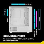 GAMDIAS White ATX Mid Tower Gaming Computer PC Case with Side Tempered Glass, Preinstalled 4X 120mm ARGB Fans, Support Up to 6X 120mm Fans, 360mm AIO/Radiator, 340mm GPU/VGA, 160mm CPU Air Cooler - Image 2