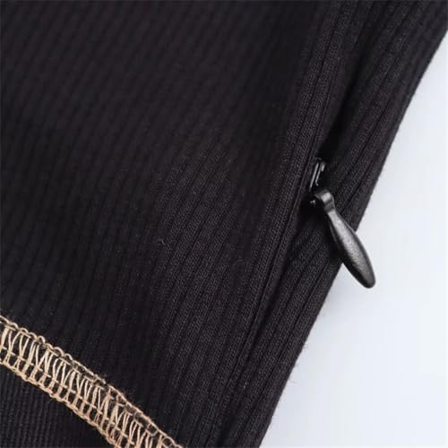 Women's Splicing Knit Dress Loose Long Sleeved Jumper Crew Neck Casual A-Line Sweater Dresses3