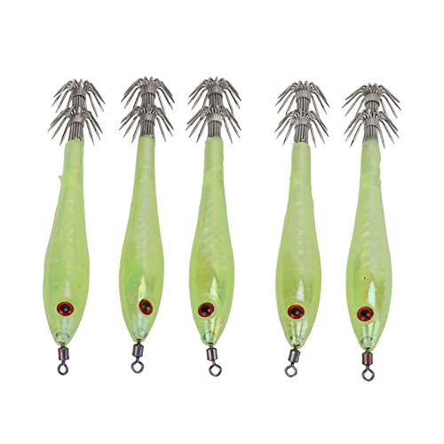 Tuzoo Crochet de calmar Artificiel, Crochet de calmar Durable Dense 5PCS Double pour l'extérieur(Vert) Cover