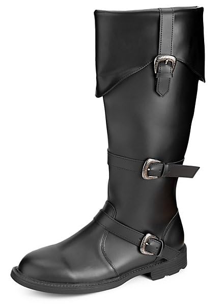 Piratenstiefel Deluxe Herren schwarz - Schuhgröße: 46-47