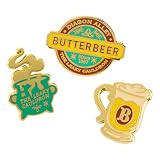 ConQuest Journals Harry Potter Butterbeer Gold Glitter Enamel Pins, 3-Pack Pin Set, Straight Post & Rubber Backers, Wizarding World Pins for Jackets, Tote Bags, Bookbags & More, Officially Licensed