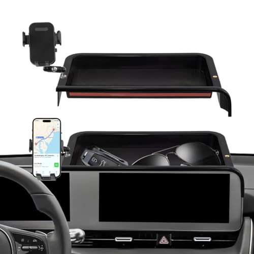 Image of Car Phone Holder Compatible with Hyundai Ioniq 5 2022-2025 Accessories 12.3-Inch Screen Fixed Clip, Cell Phone Mount with Dash Tray Center Console Organizer Hands-Free 360 Rotation