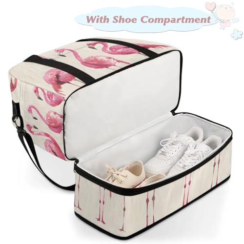 Large Weekender Overnight Bags Abstract Pink Flamingo Travel Duffel Bag for Women Men Gym Bags With Shoe Compartment Foldie Travel Tote Bag Carry On Personal Item Bag for Travel Gym Sports4