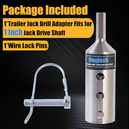 Image of Heavy Duty Trailer Jack Drill Adapter, Fits for 1 Inch Jack Drive Shaft Top Wind Trailer Jacks， Integrated with Chuck Adapter Socket Adapter Bit Attachment for Most of Cordless Drill