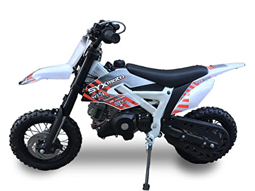 SYX MOTO Tearoff SZ 60cc Dirt Bike 2 Stroke Gas Powered Electric Start Pit Bike, RED