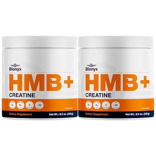 Blonyx HMB+ Creatine Powder | 3g Calcium HMB + 5g Creatine Monohydrate | Enhanced Strength, Increased Power, Recovery Support | Ideal for High Intensity Strength & Endurance Athletes | 60 Servings (Pack of 2)