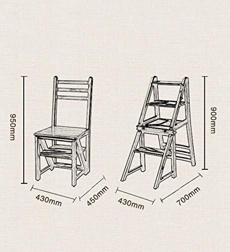 Tabouret d'échelle escabeau en bois pliable double usage - 4