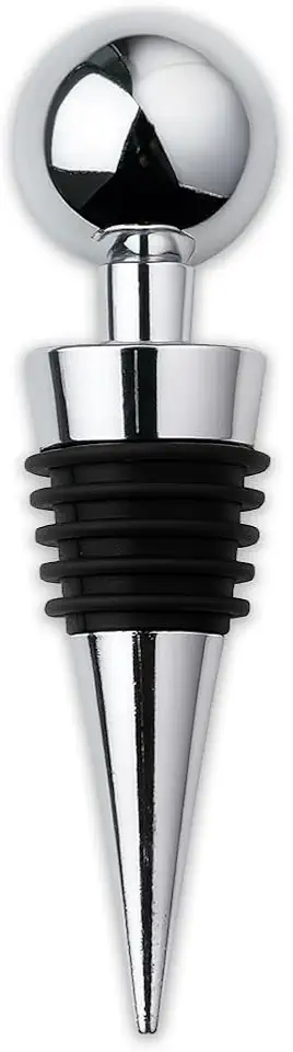 Rolha Vedante de Vinho Inox Cromado com Vedação de Silicone – Tampa Reutilizável para Garrafa de Vinho e Espumante, Preservação de Bebidas