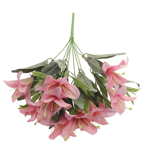 HOOTNEE Fleur De Lys Artificielle pour La Décoration Bouquet De Lys Réaliste Fleurs De Mariage Fleur De Lys Faux Bouquet De Lys De Mariage Décorations De Fête De Jardin Arrangement De