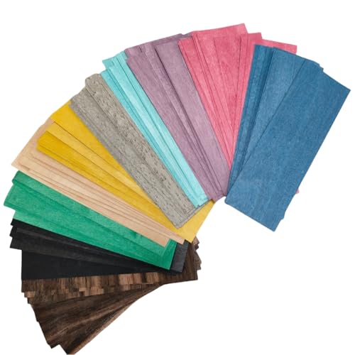 100PCS Mixed Wood Veneer Sheets Variety Pack 1.55.5 0.4mmThickness Exotic Wooden Chip for Marquetry Inlay Woodworking Projects Fingerboard Making DIY