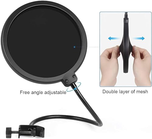 Image of CLAPONE Microphone Stand for Voice Recording, For Singing, Microphone Stand with Pop Filter for Singing Studio Recording Mic Holder for Broadcasting