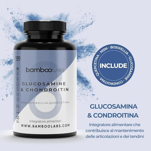 Bamboo Labs - Glucosamina, Condroitina, MSM, Boswellia, Acido Ialuronico e Quercetina, 120 Capsule Articolazioni e Cartilagine Integratori, Antiinfiammatorio Naturale per il Dolore alle Articolazioni - 2