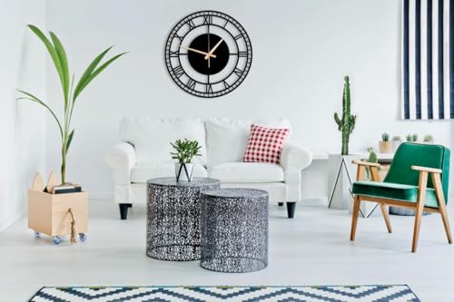 Image of Stylish Metal Wall Clock for Living Room, Bedroom, Office, Kitchen, Home and Hall | Antique Fancy Big Size Modern Wall Watch for Home Decor (DA-42, 40 CM)