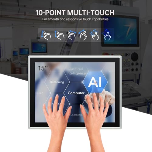 Image of 15-Inch Industrial Embedded Panel PC, Ratio 4:3 Multi-Touchscreen-Monitor,Industrial Touch Screen Panel Computer,WiFi & Built-in Speakers,IP65 Front,Win 11 I7 RAM 8G+512G SSD