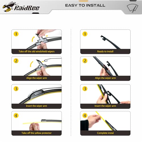 Image of Raidbee Windshield Wiper Blades Replacement for Hyundai Santa Fe 2013 2014 2015 2016 2017 2018 All-Season OEM Quality 3 Pack 26 inch+14 inch+12 inch