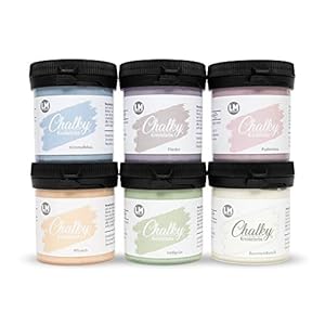 LM-Kreativ Chalky krijtverf 6 x 100 ml (pasteldroom) – Finish krijtverf voor een vintage / shabby chic-look De…
