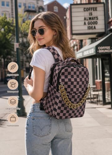 hibear Plaid Backpack for Women Cute Bow Backpack Trendy Rucksack Gingham Travel Bookpack for Campus Commute - image 2