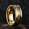SOXEMAN 1pc Exquisite Glamorous Men's Rings Tungsten Steel Ring - Durable, Scratch-Resistant, Golden Plated, Gorgeous Patterned Design for Mens Daily Wear and Gift #2