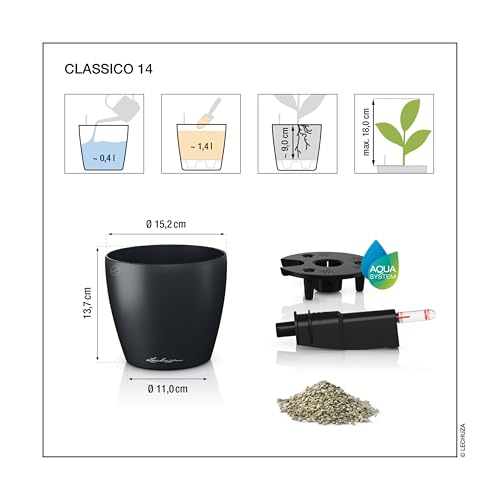 LECHUZA-Tischgefäß Classico Color 12 Sandbraun, Pflanzgefäß mit Bewässerungssystem, Wasserstandsanzeiger und Pflanzeinsatz, Matte Oberfläche, Ø 13 x 12 cm, 16692
