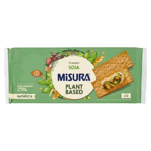 Misura Protéine Crackers avec soja - Source de protéines végétales, farine de filière italienne, emballage extérieur en papier certifié FSC, emballage avec 12 portions