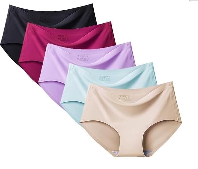 Women Seamless Nylon Briefs Pack of 5 Multicolor | Soft Stretchable Innerwear | No Visible Panty Lines | Moisture-Wicking Quick Dry Underwear | Lightweight Comfort Fit-image-28