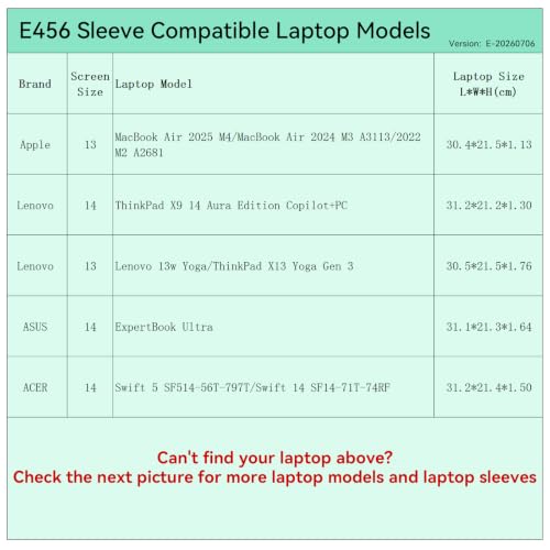Image of Smatree Elite Laptop Sleeve for 13-14 inch Apple MacBook Air 2025 /2024, Lenovo ThinkPad X13 Yoga /ThinkPad /Lenovo 13w Yoga, ASUS ExpertBook Ultra, ACER Swift, Protective Laptop Case with Pocket(E456)