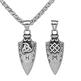 Markantes Design: Diese stilvolle Halskette kombiniert diese Symbole von Odin und seinen Kriegern mit einem Speeranhänger, der mit der Valknut bedruckt ist